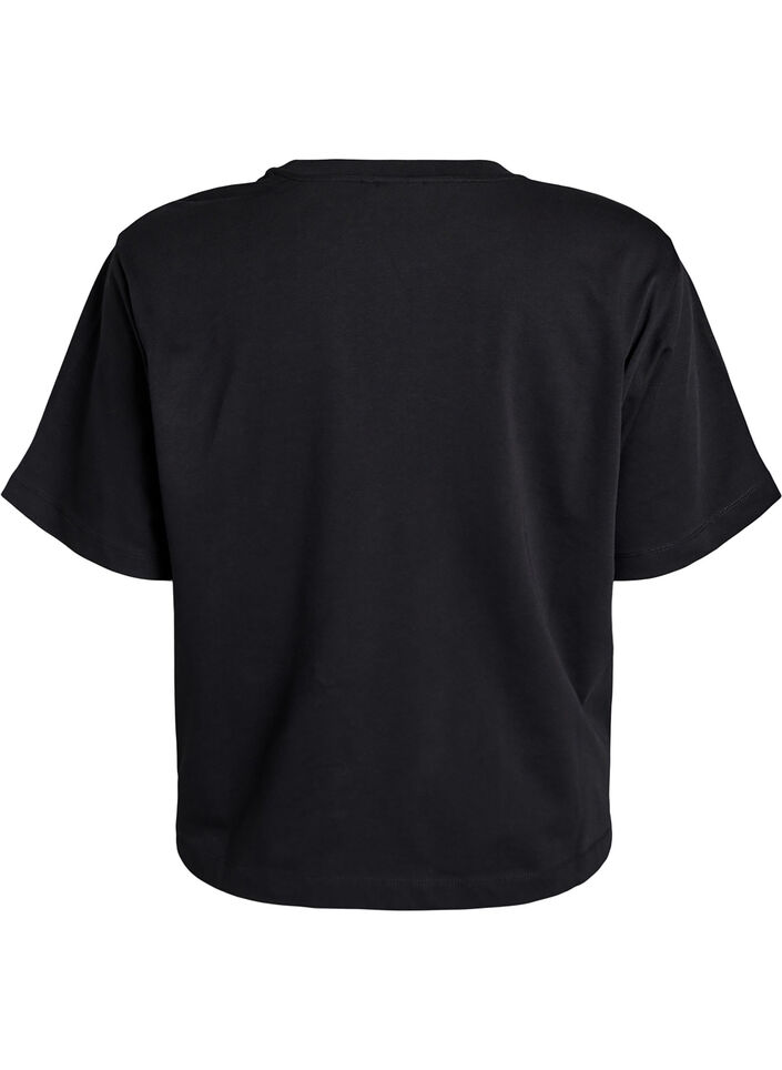 Boxy katoenen T-shirt, Zwart, Packshot image number 1