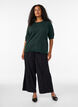 Fijngebreide blouse met korte mouwen, Groen, Model image number 1