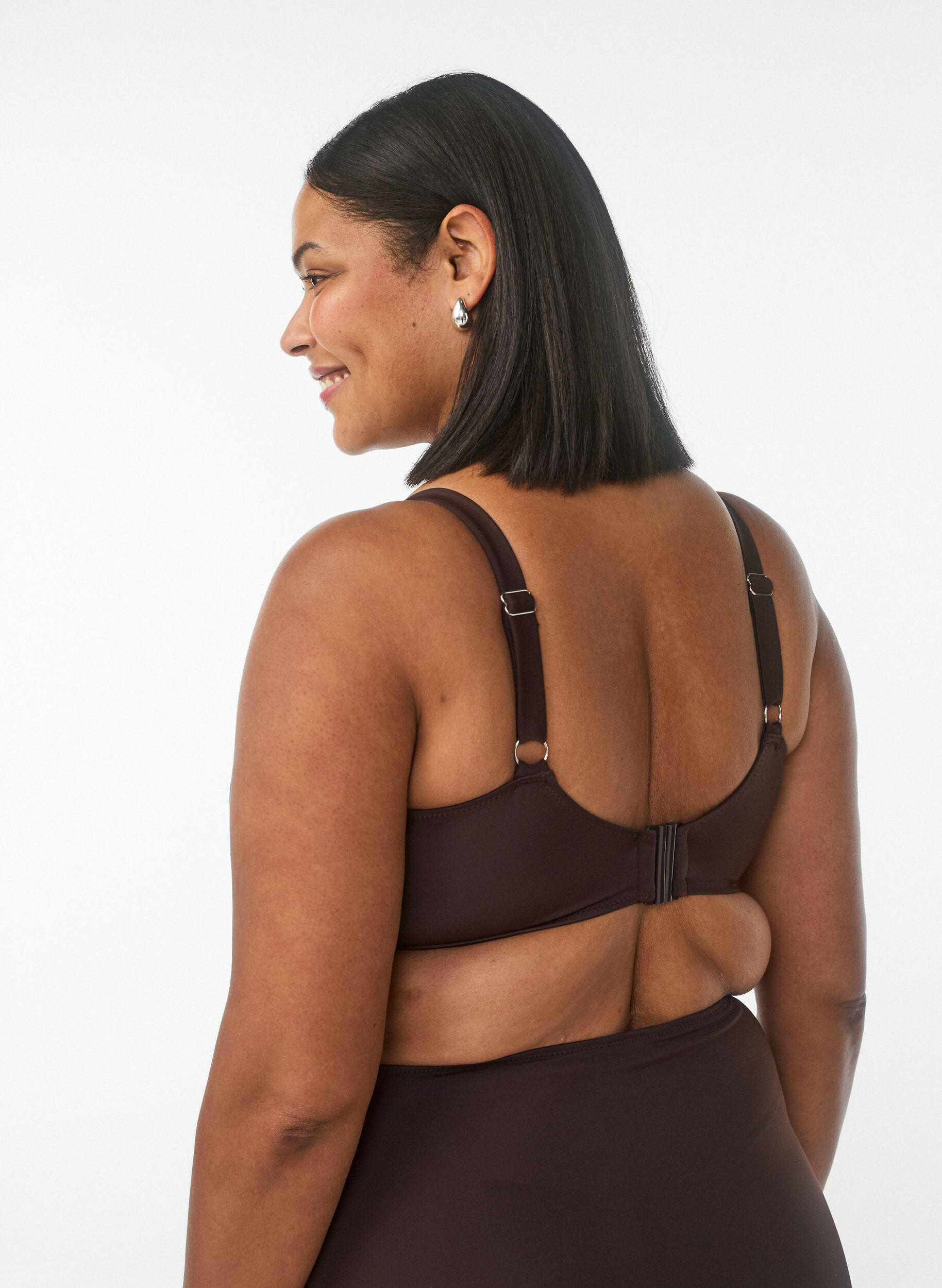 ZizziBikini-bh met beugel en drapering, Bruin, Model image number 2