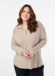 Gebreide blouse met kraag en kabelpatroon, Beige, Model image number 0