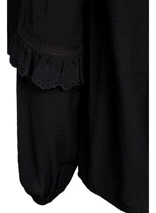 ZizziViscose blouse met kant en ruches, Black, Packshot image number 3