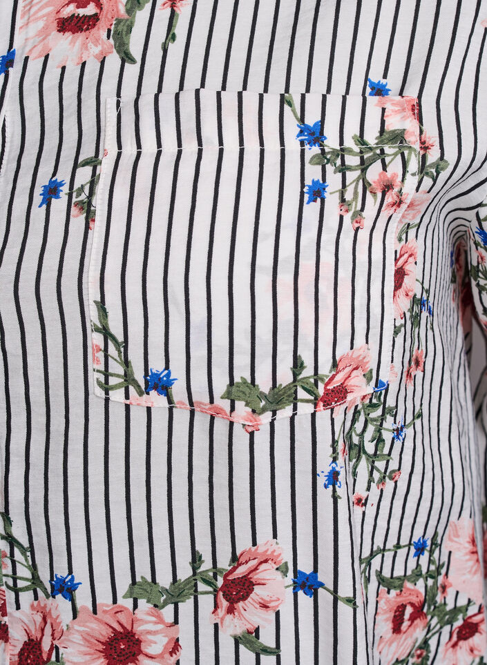 Shirt met bloemenprint en smalle strepen, Black Striped AOP, Packshot