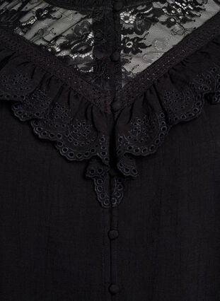 ZizziViscose blouse met kant en ruches, Black, Packshot image number 2