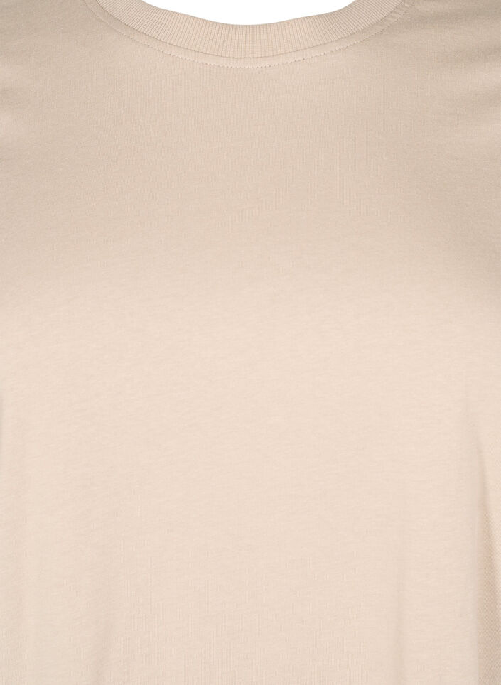 Basic katoenen T-shirt met ronde hals, Beige, Packshot image number 2