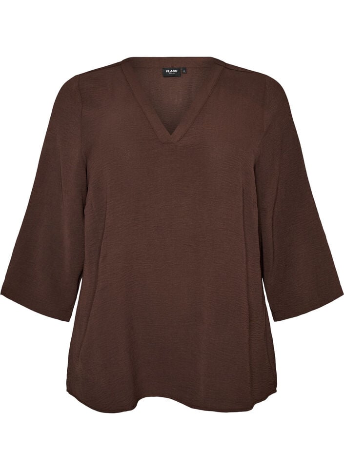 Blouse met 3/4 mouwen, Bruin, Packshot image number 0