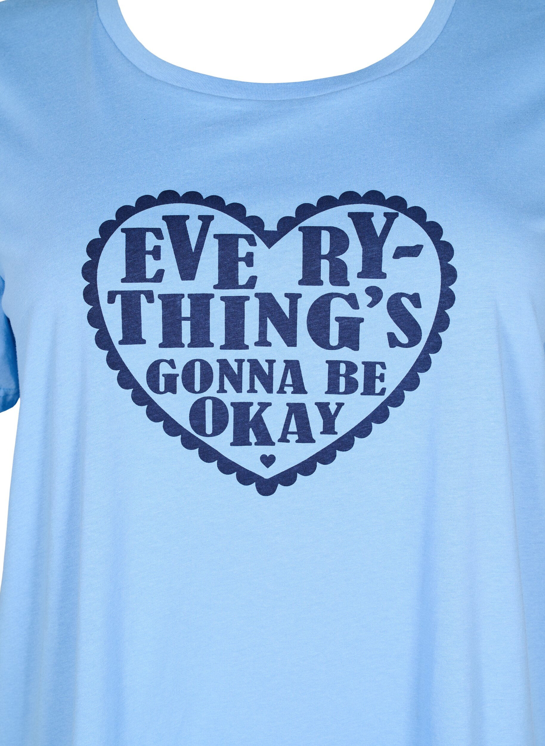 ZizziKatoenen T-shirt met motief, D.R.Blue w. Every, Packshot image number 2