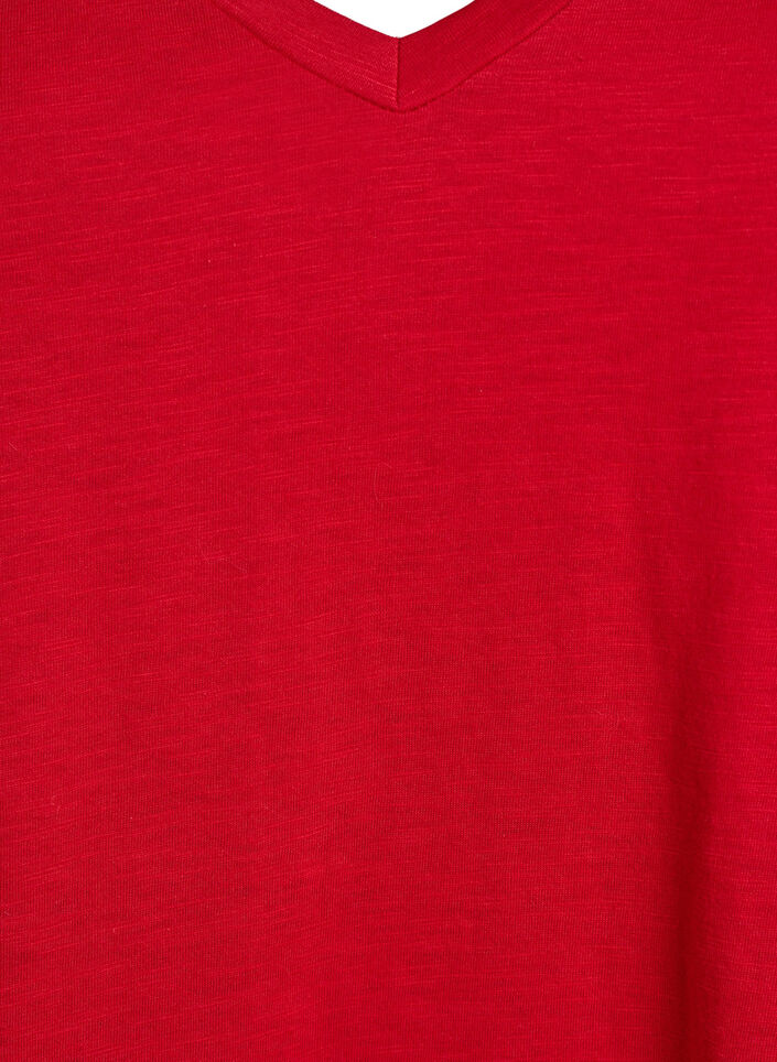 T-shirt basique &agrave; manches courtes avec col en V, Rouge, Packshot image number 2