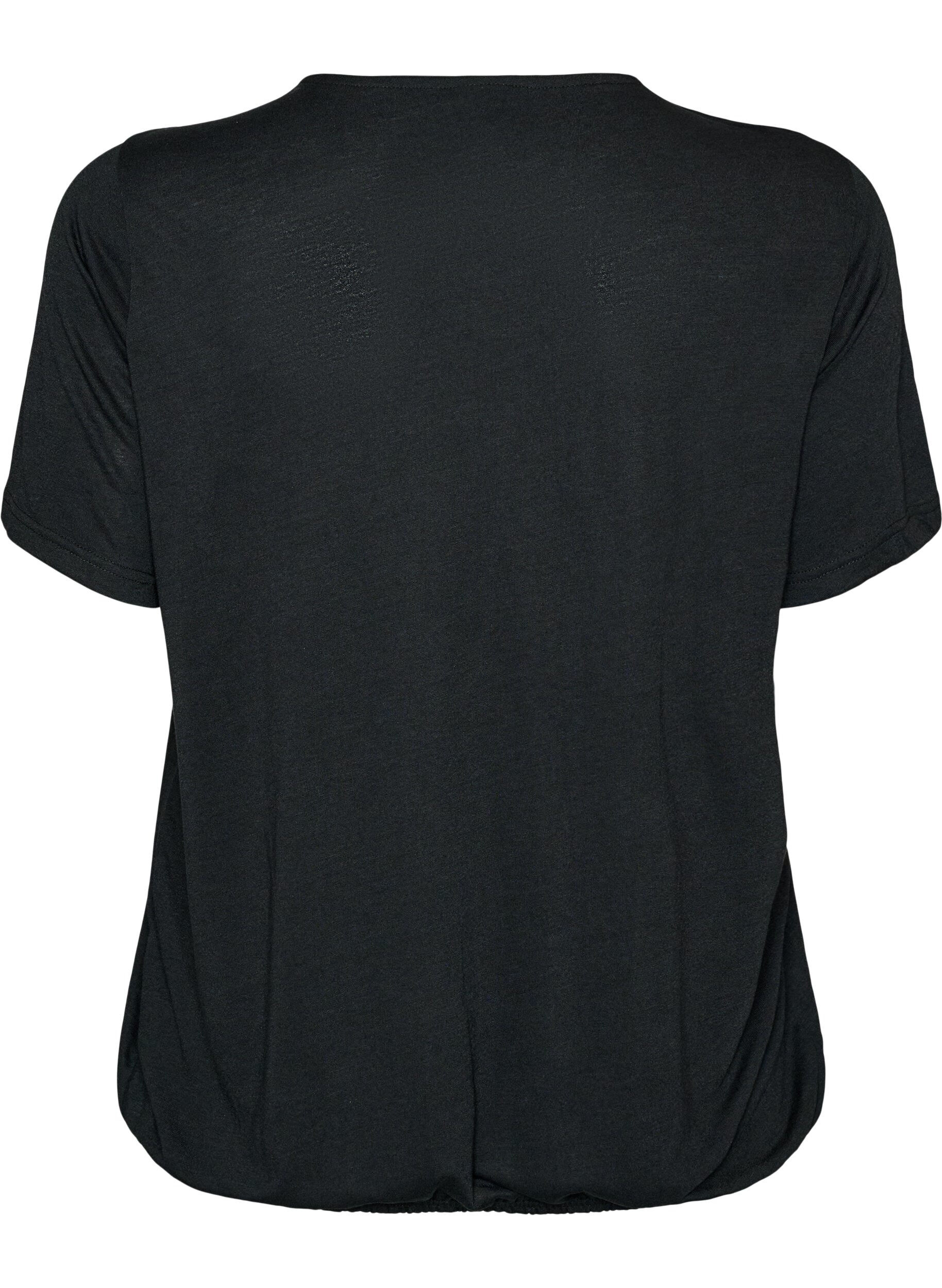 ZizziBlouse met kanten inzetstuk en ballonmouwen, Zwart, Packshot image number 1