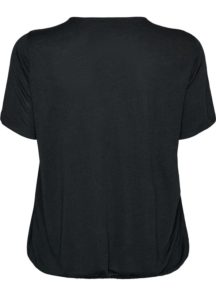 Blouse met kanten inzetstuk en ballonmouwen, Zwart, Packshot image number 1