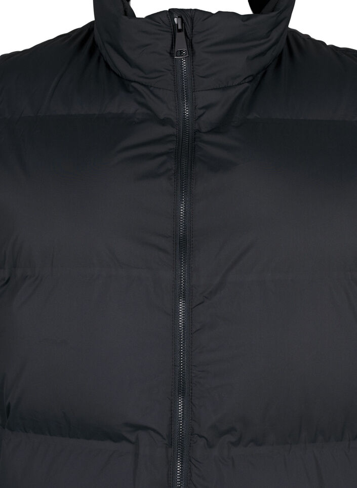 Lang vest met zakken en rits in twee richtingen, Zwart, Packshot image number 2