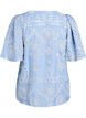 Blouse met broderie anglaise en korte pofmouwen, Blauw, Packshot image number 1