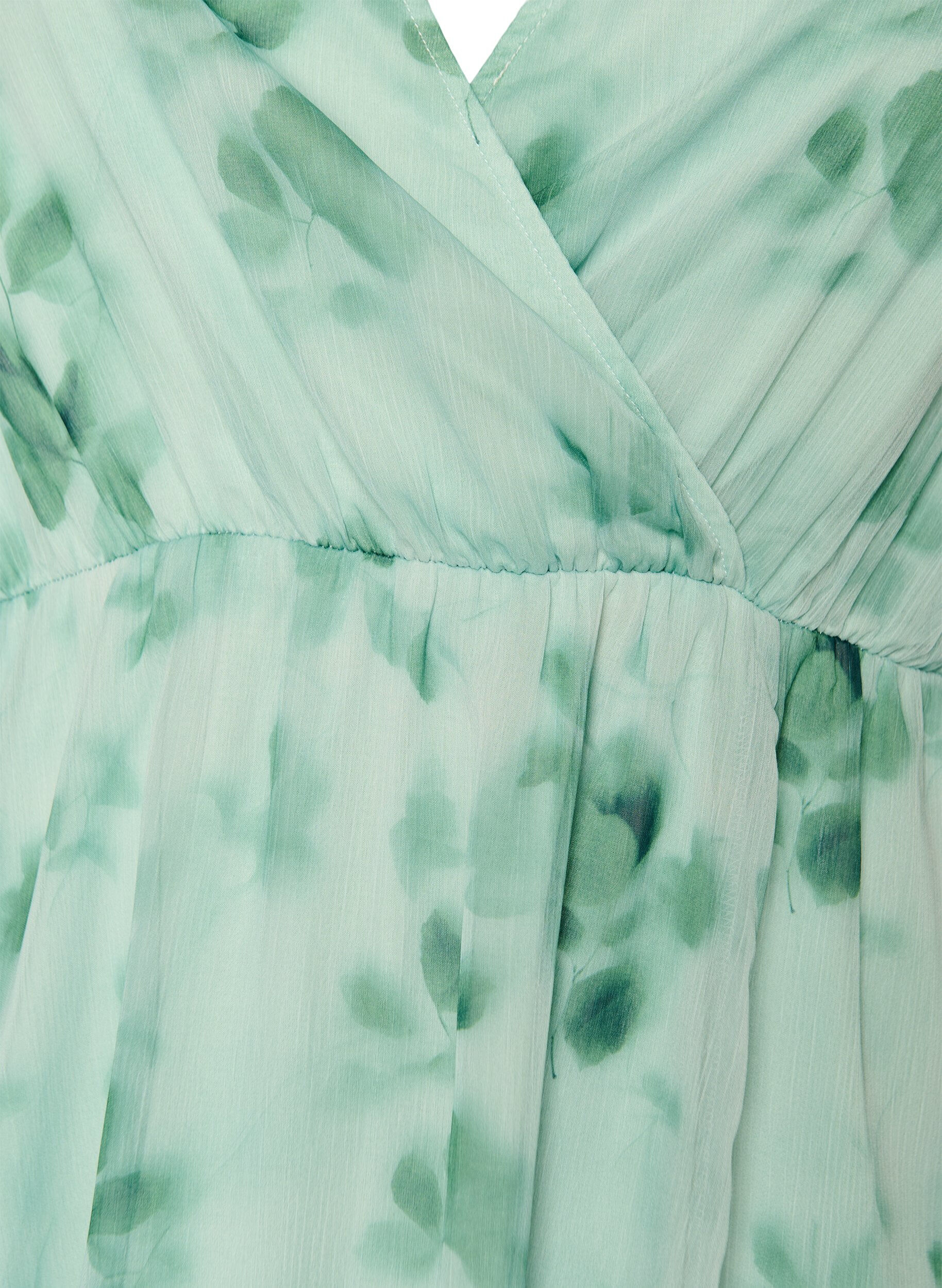 ZizziLange chiffon jurk met bloemenprint en korte mouwen, Groen, Packshot image number 2