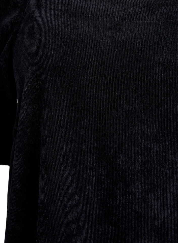 Korte corduroy jurk met vierkante halslijn, Black, Packshot