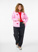 Korte gebreide cardigan met strikken, Begonia Pink Comb, Model image number 2
