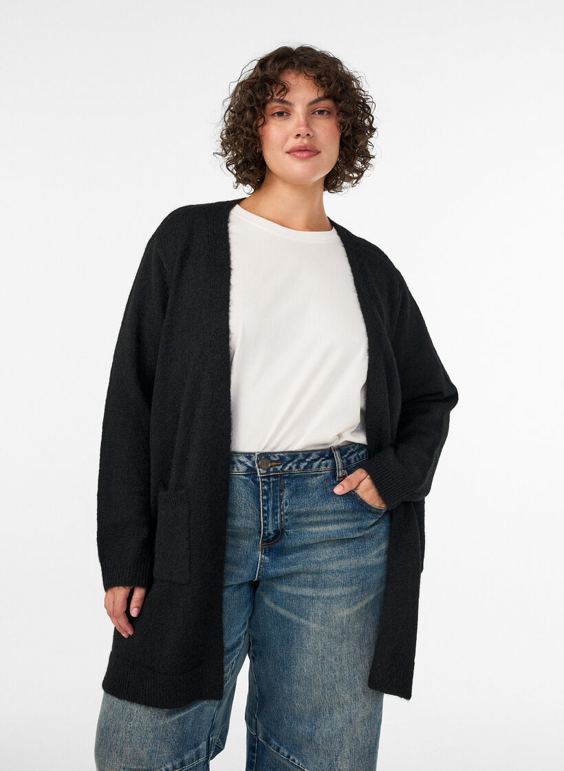 Lang vest met zakken, Zwart, Model image number 0