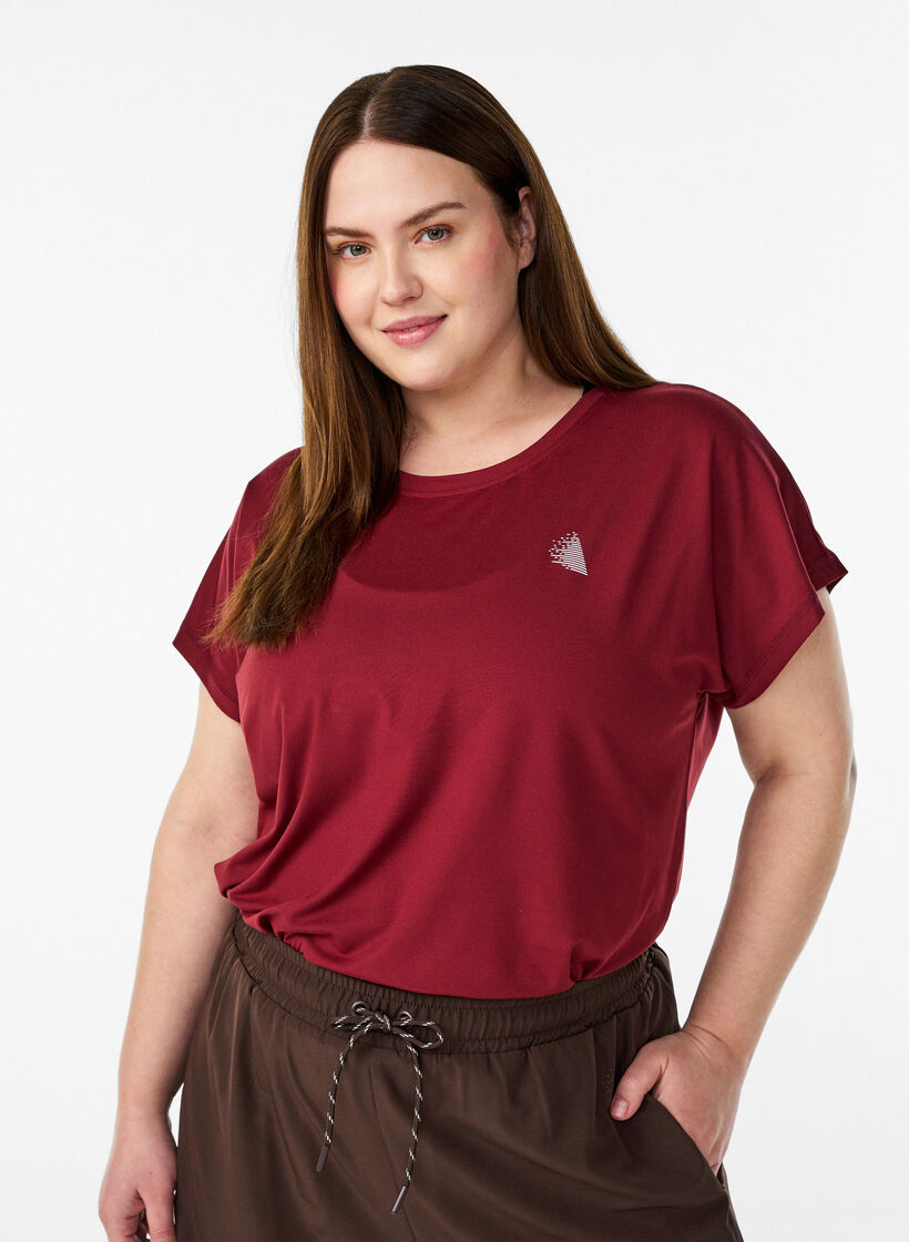Effen gekleurd trainingsshirt, Rood, Model image number 0