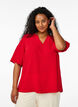 Blouse met korte mouwen en V-hals, Rood, Model image number 0