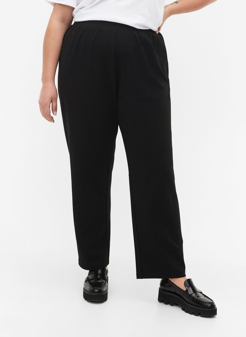 Broek met straight fit, Zwart, Model image number 3