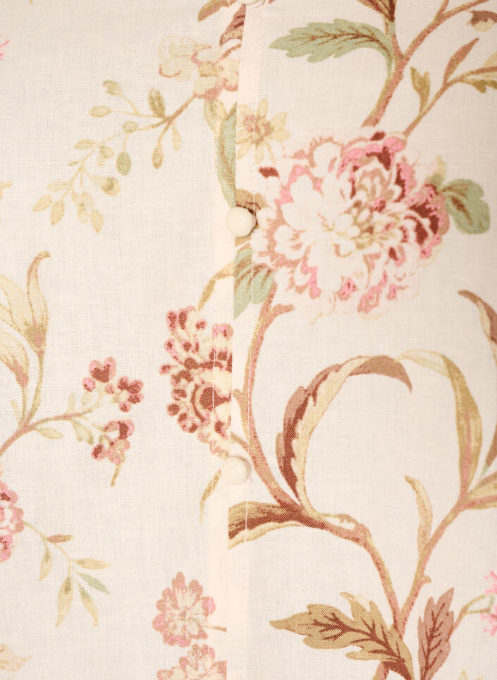Gebloemde blouse van linnen en viscose met lange mouwen, Vanille, Packshot image number 2