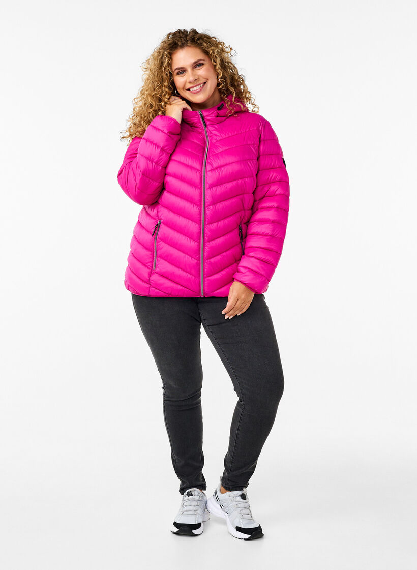 Lichtgewicht jas met capuchon, Roze, Model image number 1