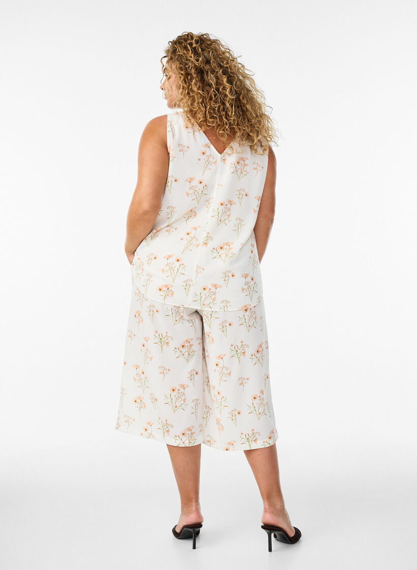Culotte broek met print, Vanille, Model image number 1