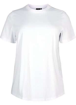 ZizziBasic katoenen T-shirt met ronde hals, Bright White, Packshot image number 0