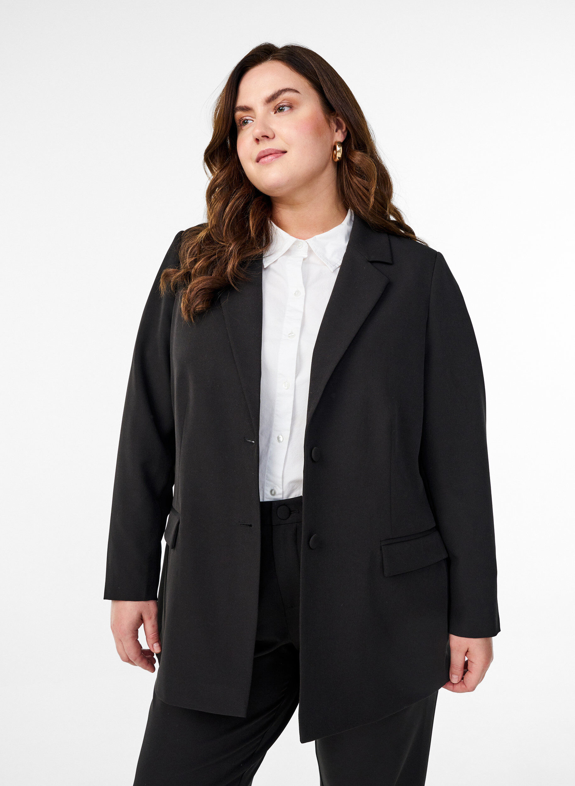 ZizziKlassieke blazer met knoopsluiting, Zwart, Model image number 0