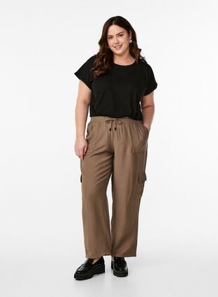 ZizziT-shirt met korte mouwen in een katoenmix, Zwart, Model image number 1