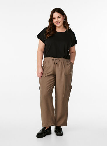 ZizziT-shirt met korte mouwen in een katoenmix, Zwart, Model image number 1
