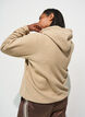 Fleece hoodie met een hoge nek en geborduurde tekst, Beige, Model image number 1