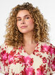 Bloemenprint chiffon jurk met ruches en een V-hals, Roze, Model image number 2