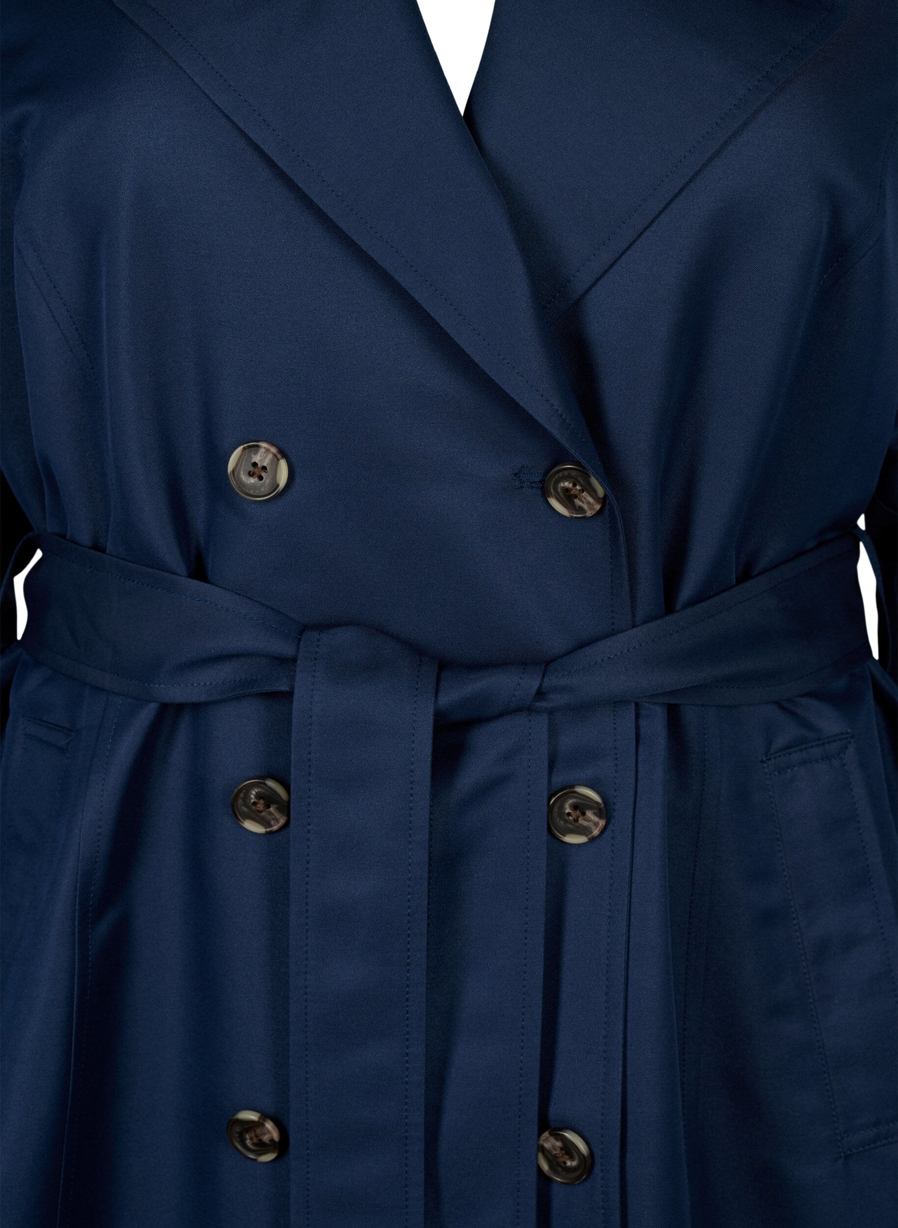 ZizziKorte trenchcoat met riem, Blauw, Packshot image number 2