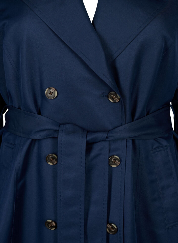 Korte trenchcoat met riem, Blauw, Packshot image number 2