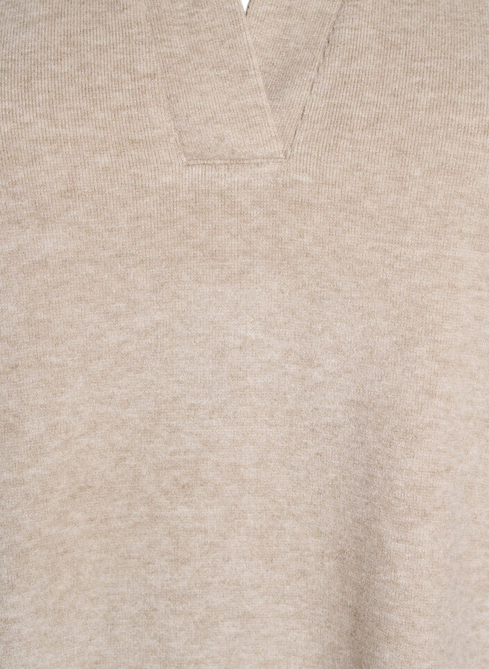 Jerseyblouse met kraag en korte mouwen, Bruin, Packshot image number 2