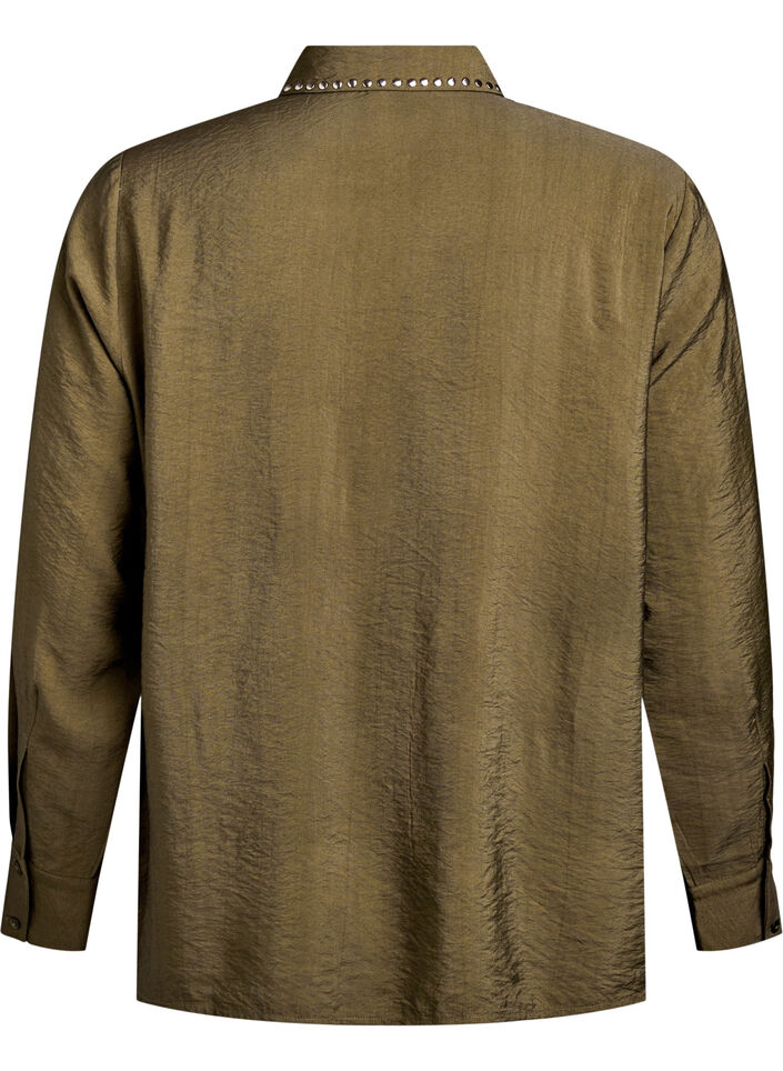 Shirt met studs, Groen, Packshot