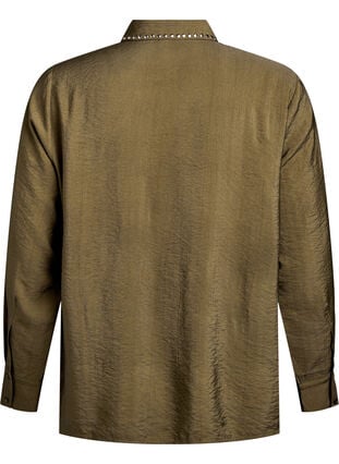 ZizziShirt met studs, Dark Olive, Packshot image number 1
