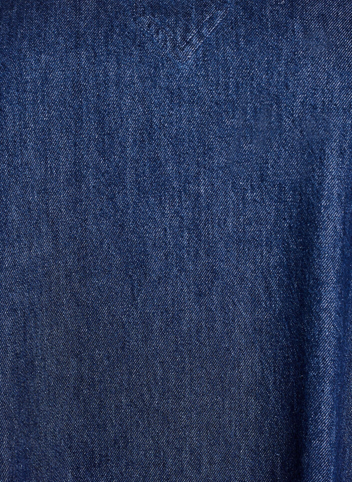 Korte denim jurk met een V-hals en kraag, Dark Blue Denim, Packshot