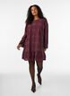 Kanten jurk met lange mouwen en ruchezoom, Donker Bordeaux, Model image number 1