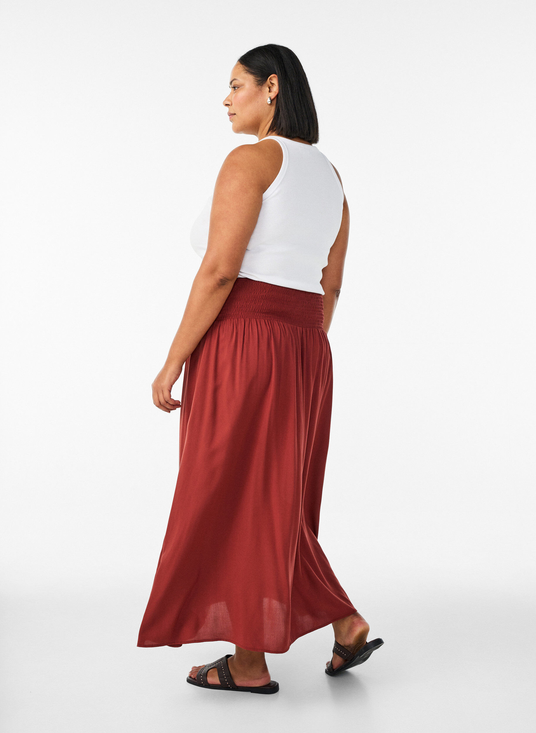 ZizziViscose maxi-rok met smock, Rood, Model image number 1
