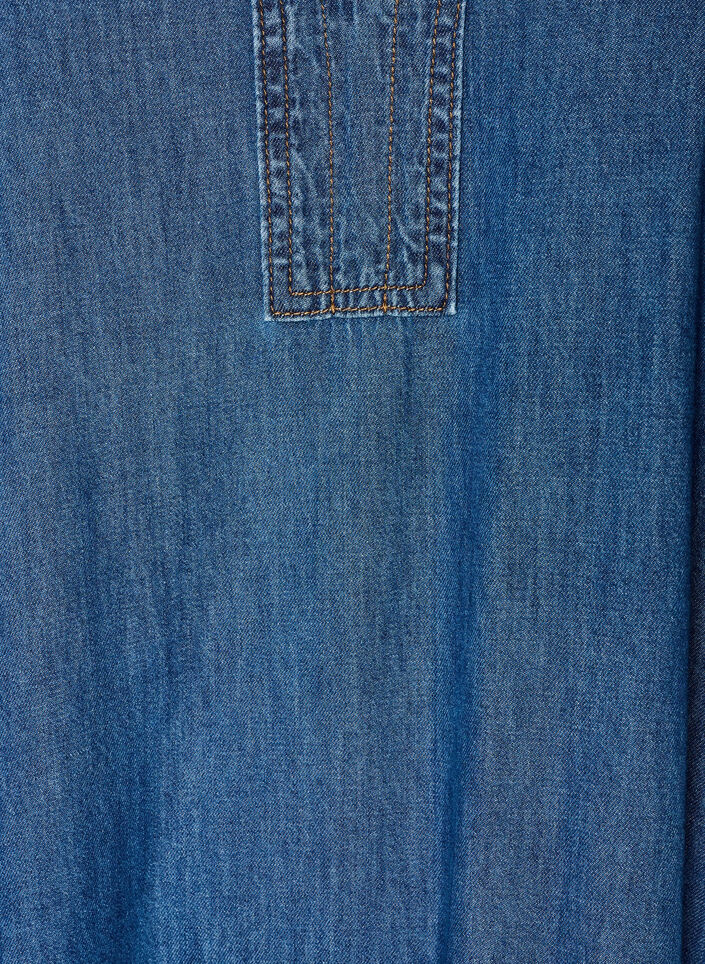 Denim maxi-jurk met gerimpelde lagen, Blauw, Packshot image number 2