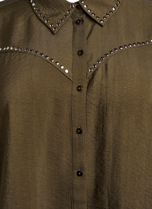 ZizziShirt met studs, Dark Olive, Packshot image number 2