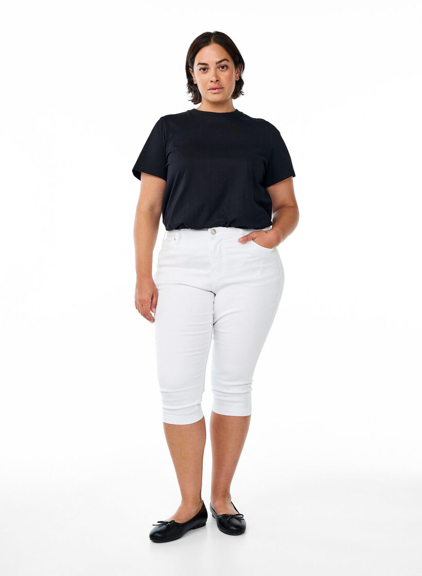 Amy capri jeans met hoge taille en super strakke pasvorm, Wit, Model image number 0