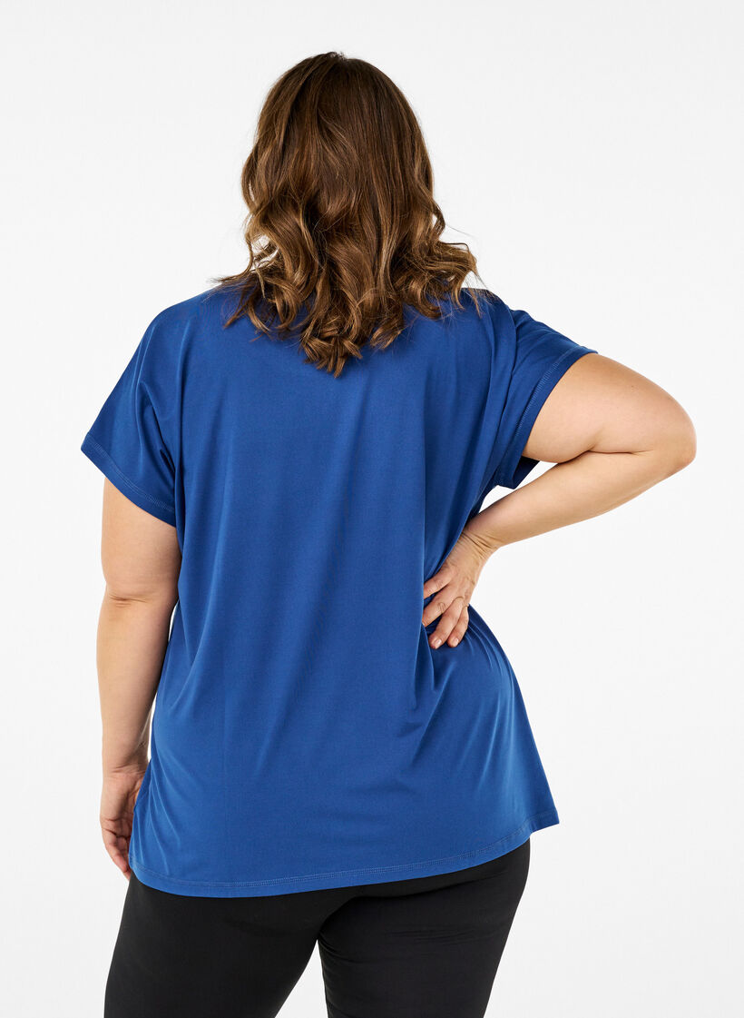 Effen gekleurd T-shirt voor sporten, Blauw, Model image number 2