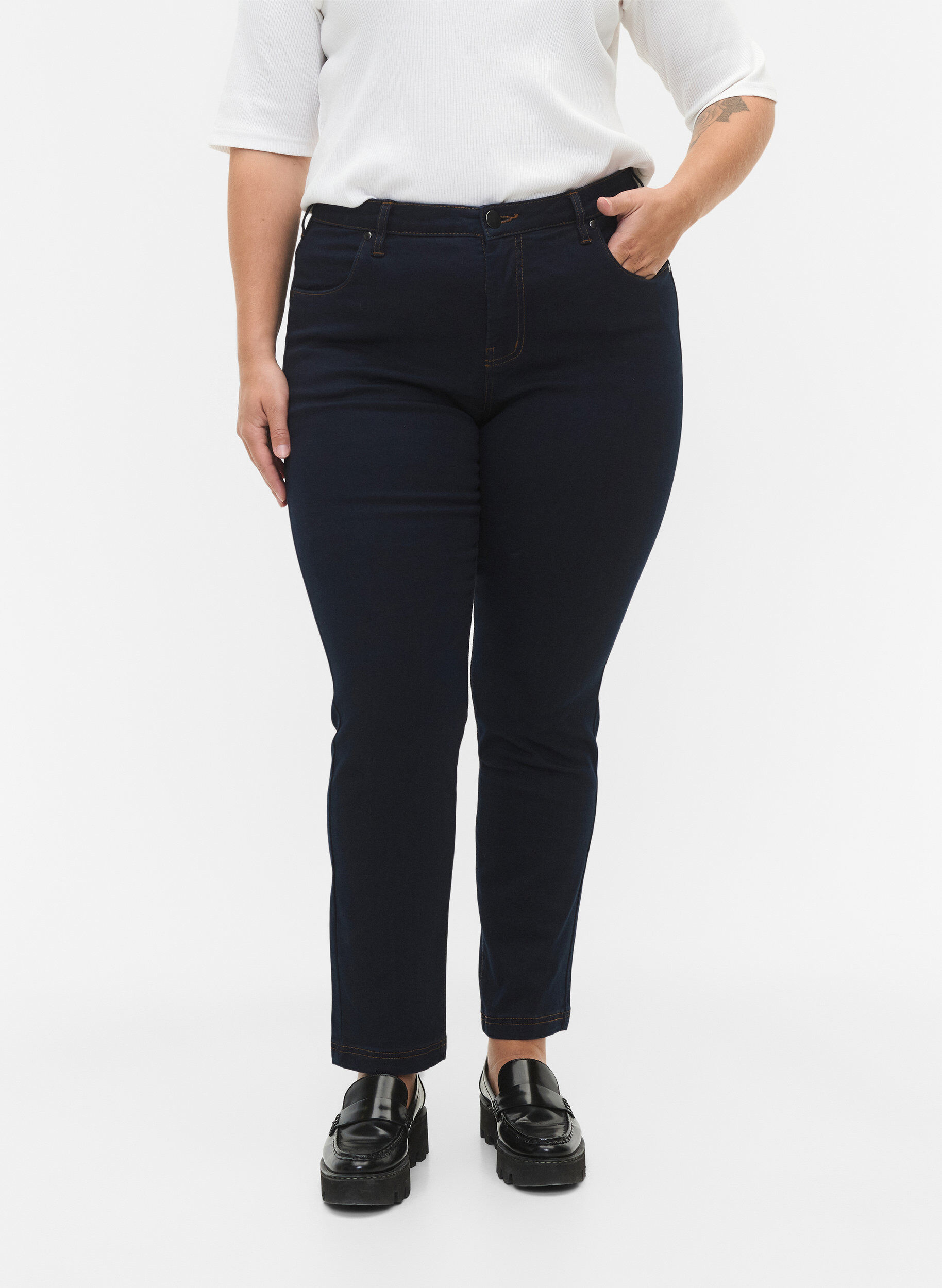 ZizziSlim fit Emily jeans met normale taille, Blauw, Model image number 2