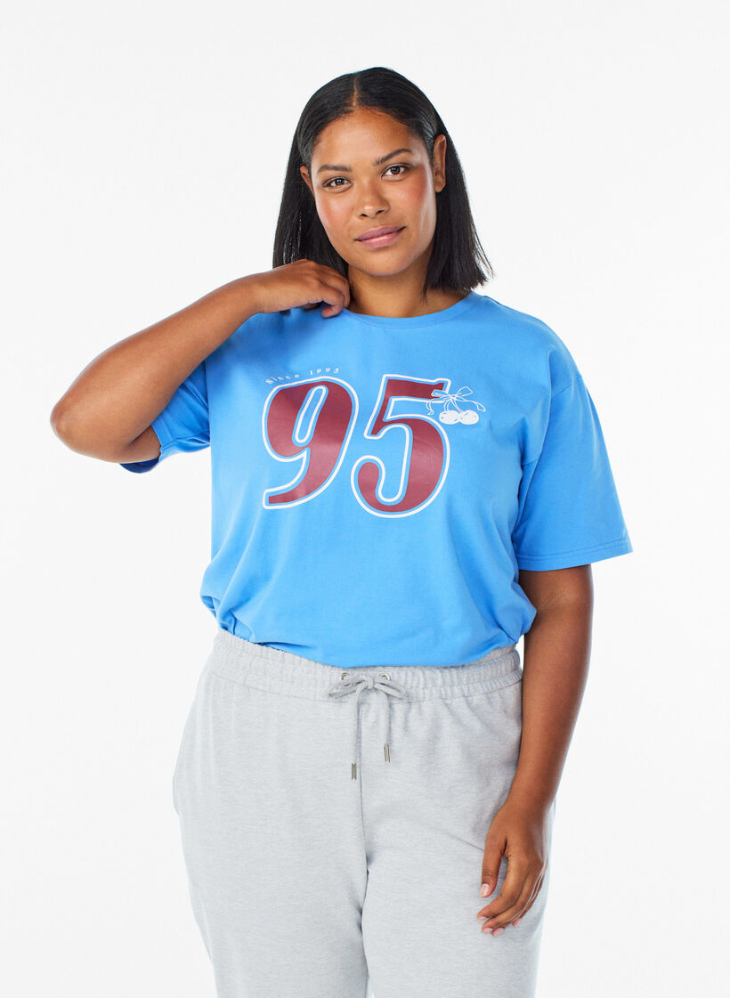 Sportief T-shirt in biologisch katoen, Blauw, Model image number 0