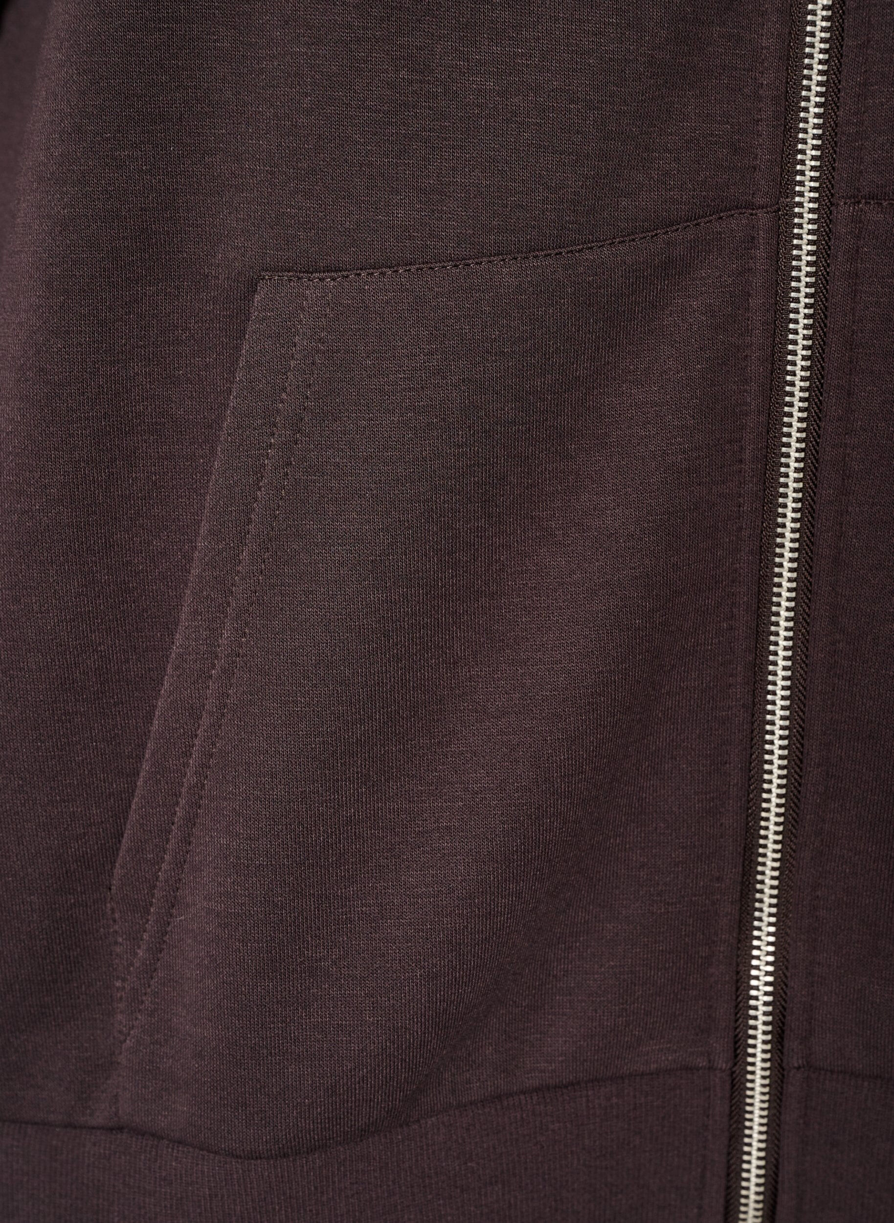 ZizziSweatshirt met capuchon, ritssluiting en zakken, Bruin, Packshot image number 3