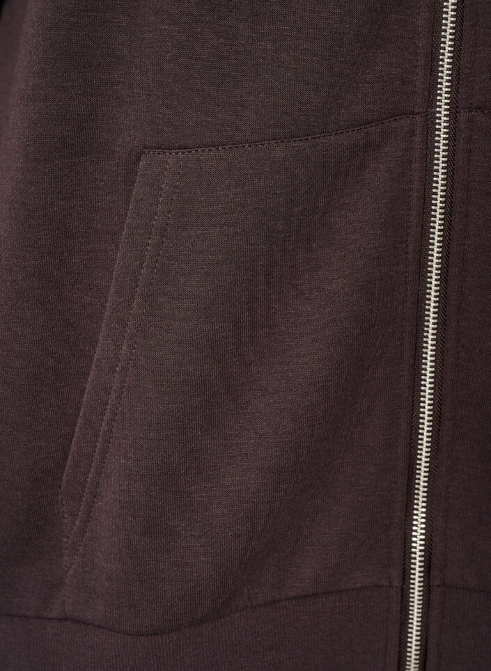 Sweatshirt met capuchon, ritssluiting en zakken, Bruin, Packshot image number 3