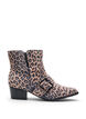 Wide fit - Luipaard print enkellaarsje met gesp en studs, Bruin, Packshot image number 0
