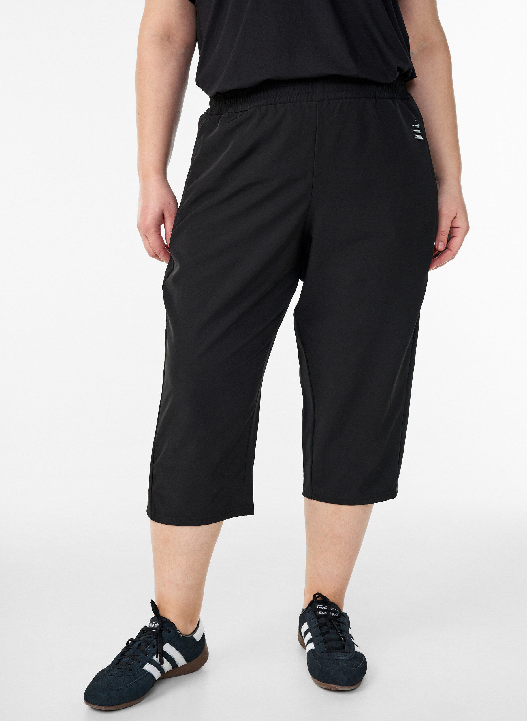 High waist capri trainingbroek, Zwart, Model