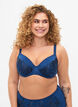 Gevulde beugelbeha met kant, Blauw, Model image number 0